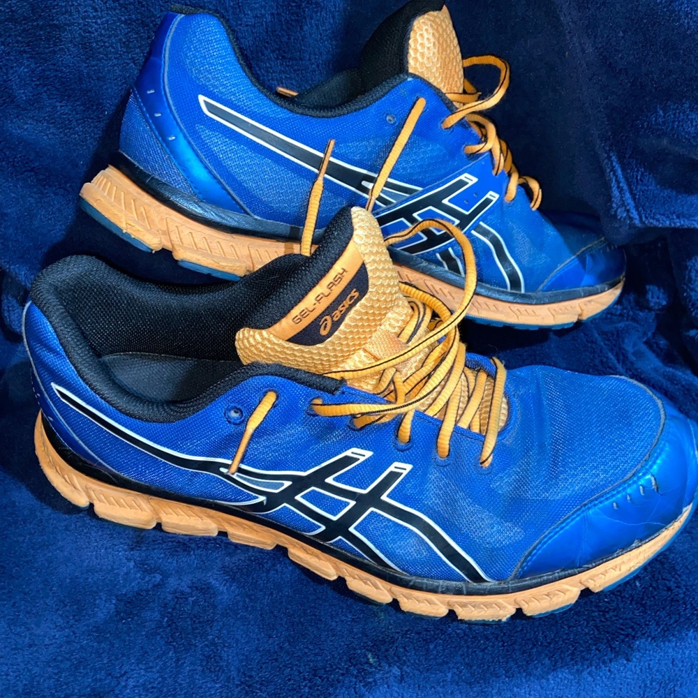 Asics Gel-Flash Blue and Gold Athletic Shoes